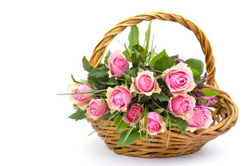 Fototapeta na wymiar pink roses in a basket