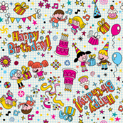 Fototapeta na wymiar Happy Birthday kids party pattern