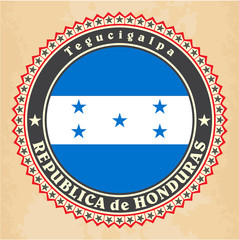 Vintage label cards of Honduras flag. Vector