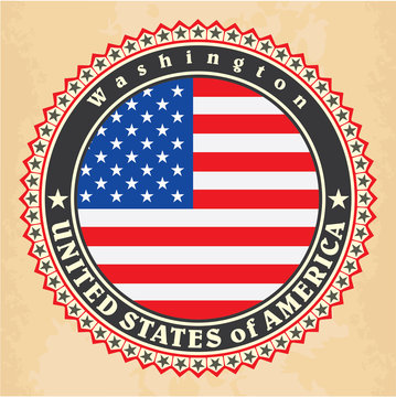 Vintage label cards of United States of America flag. Vector