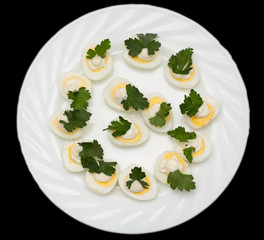 quail eggs with parsley