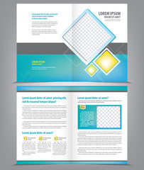 Vector empty brochure template design with blue elements