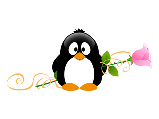 Penguin with rose