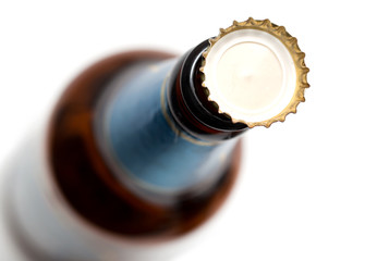 bottle cap with a beer. macro