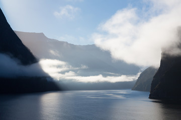 Fototapeta na wymiar Fjord of Milford Sound in New Zealand