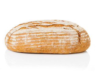 Large loaf of rye bread isolated on white