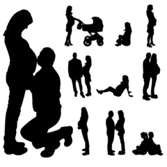 Vector silhouette of a pregnant woman.