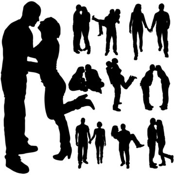 Vector silhouette of the couple.