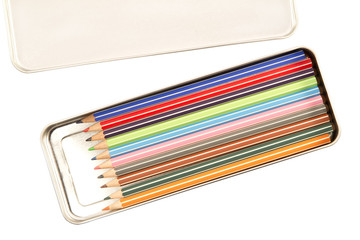 Colorful pencils in the box