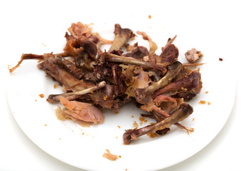 Bone chicken on a white background