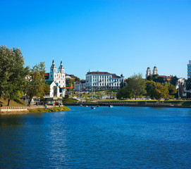 Minsk Historical Center View with Svisloch River