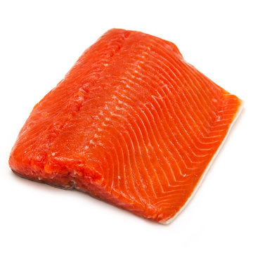 Wild Alaskan Sockeye Or Coho Salmon Fillet.