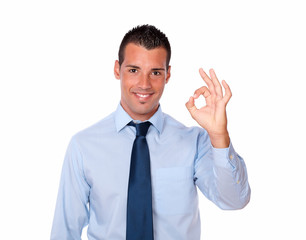 Handsome latin guy with positive gesture