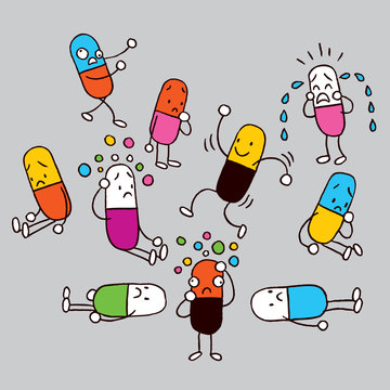 Cartoon pills Stock Vector | Adobe Stock