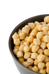 Chickpeas in a brown bowl