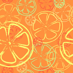 Seamless background - Orange and Lemon - Illustration