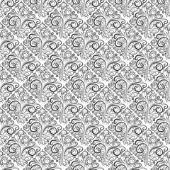 Abstract seamless floral curl monochrome pattern