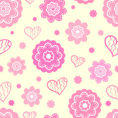 Romantic seamless pattern (tiling). Vector illustration