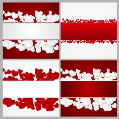 Big Set of Happy Valentines Day Card with Heart. Vector