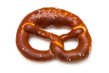 Rock salt pretzel isolated on a white studio background.