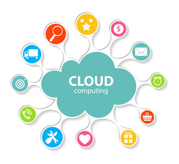 Cloud Computing Concept on Different Electronic Devices. Vector