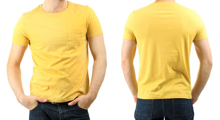 Young man in t-shirt isolated on white