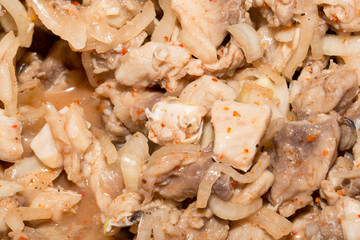 background of fish salad. macro