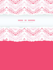 Vector Pink lineart leaves chevron vertical torn seamless
