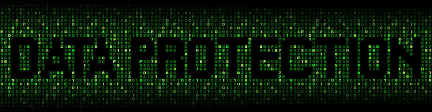 Data protection text on hex code illustration