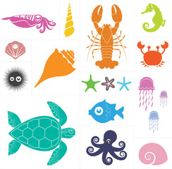 Fototapeta premium Sea vector set