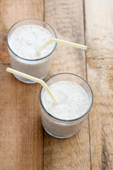 two glasses of banana shake