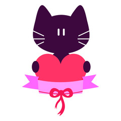 Cute kitty holding a heart