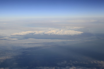 Aerial image of a glacier on Iceland