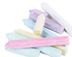 Chalks in variety of colors, isolated on white