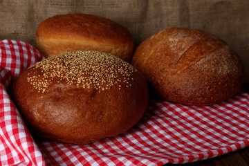 Loafs of bread close up