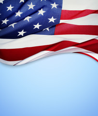 American flag on blue background