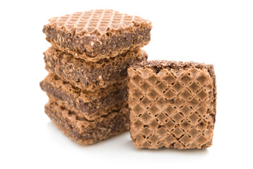 square shape chocolate wafer on white
