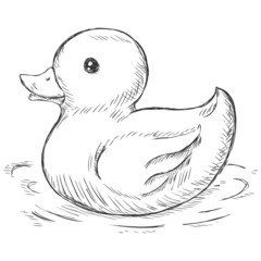 vector sketch illustration -  rubber duck for bath