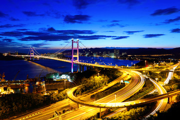 Fototapeta na wymiar Suspension bridge in Hong Kong