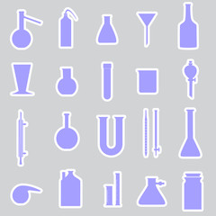 chemistry laboratory glassware stickers eps10