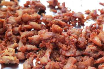 Fried pork  in the market