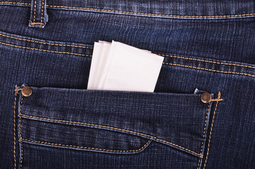 Paper handkerchief in the back jeans pocket