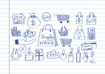 Hand doodle Business icon set idea design