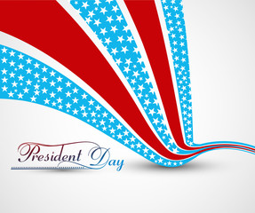 President Day in United States of America with wave colorful bac