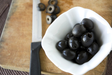 close up black olives for cooking