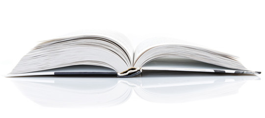 open book on white background
