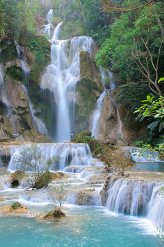 waterfall in forest in Luang Prabang, Lao