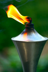 Lit torch with orange flame