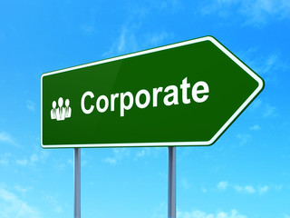 Finance concept: Corporate and Business People on road sign