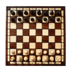 Wooden chessboard with chessmen